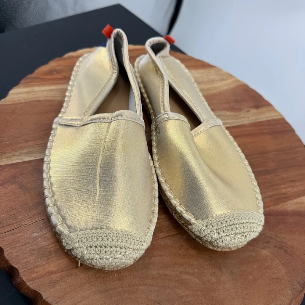 Sea Star Metallic Gold Slip-On Espadrille water shoes for Women. Size 6